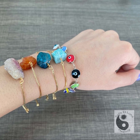 14K Gold Plated Amazonite Adjustable Bracelet - Picture 2 of 4